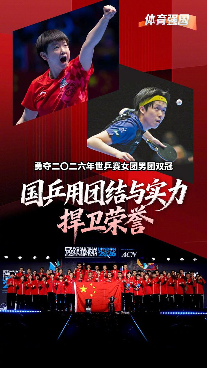 开云体育下载-国乒包揽2026世乒赛男女团冠军，孙颖莎王楚钦全胜夺最佳|中国乒乓球队|乒乓|世界乒乓球锦标赛|斯韦思林杯|考比伦杯_新浪体育_新浪新闻
